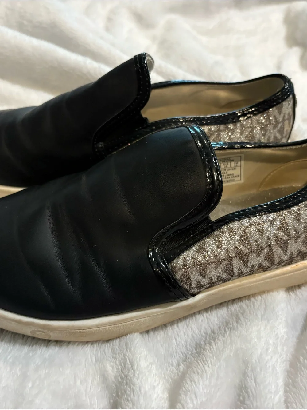 Michael Kors Black Slip-On Sneakers with Metallic MK Monogram